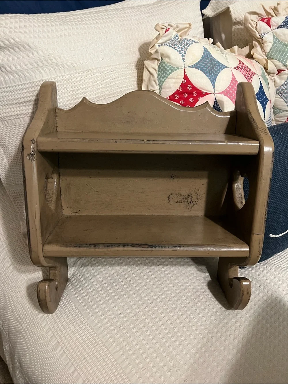 Rustic Tan Wall Shelf with Hooks - Home Wall Decor
